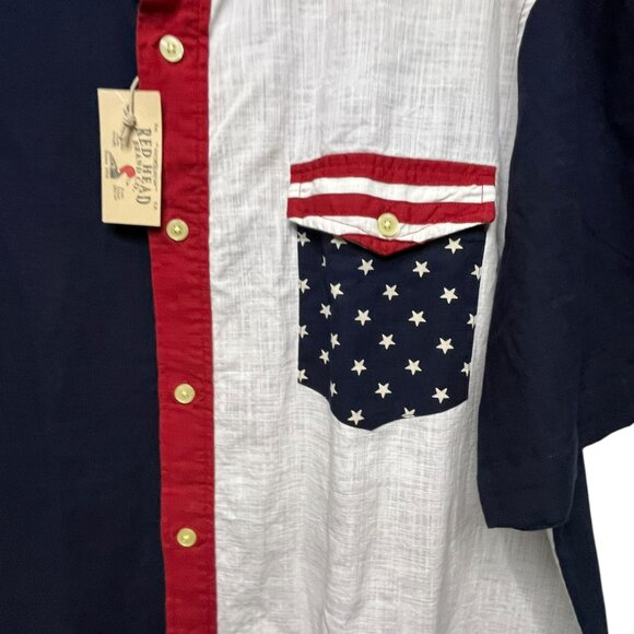 RedHead Men's American Flag Short Sleeve Shirt Size 2XL Red White Blue - Picture 6 of 8